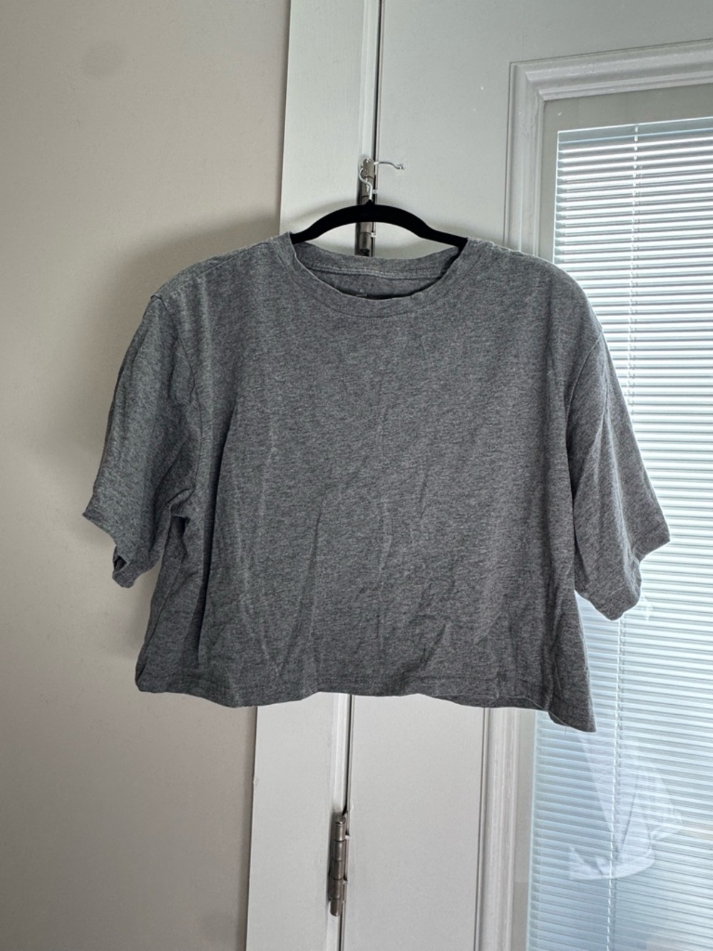 Women's Gray Cropped Crewneck Top